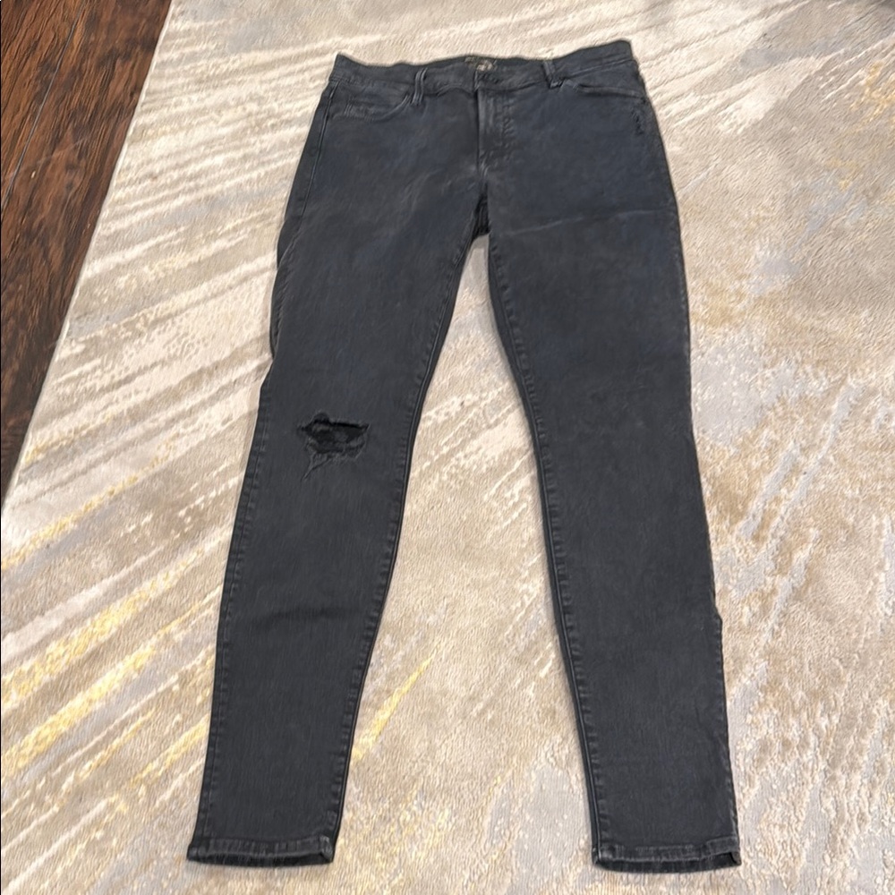 Mother The charmer dark grey mid rise distressed skinny jeans size 27‎ GUc